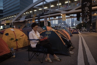 10月20日 香港雨傘運動占拠区の様子