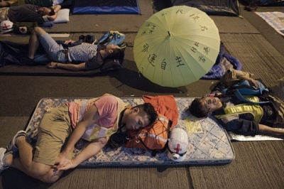 10月21日 香港雨傘運動占拠区の様子